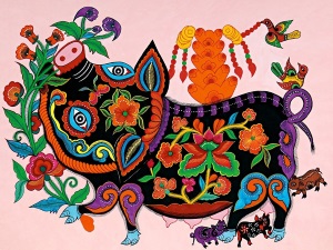Arts: Chinese Woodblock New Year Print